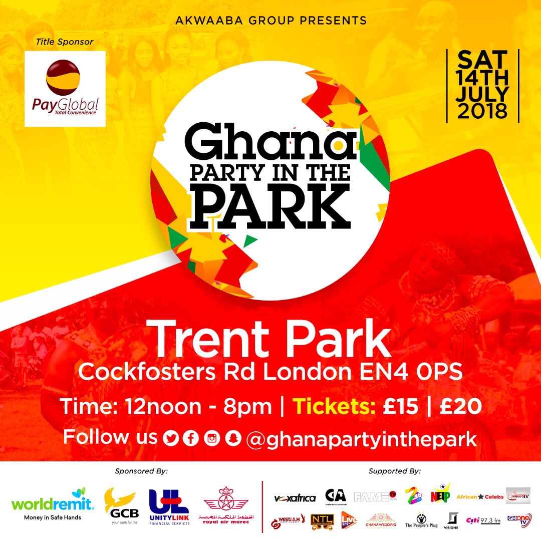 GHANA PARTY IN THE PARK 2018: 14 July 2018 At Trent Park, Enfield